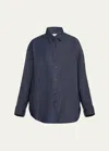 Dries Van Noten Casio Denim Button-front Shirt In Indigo