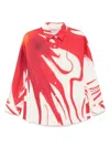 Dries Van Noten Casio Bold Print Collared Neck Shirt In Red