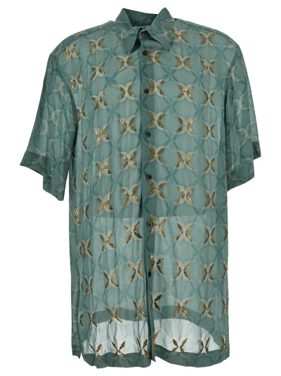 Dries Van Noten Cassidye Embroidered Shirt In Green