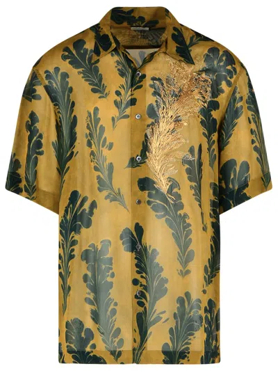 Dries Van Noten 'cassidye' Embroidered Leaf Print Shirt In Green