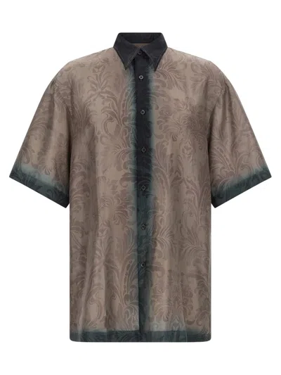 Dries Van Noten Classic Button-down Silk Shirt With Pointed Collar In Brown