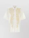 Dries Van Noten Cassidye Shirt With Embroidered Short Sleeves In Neutral