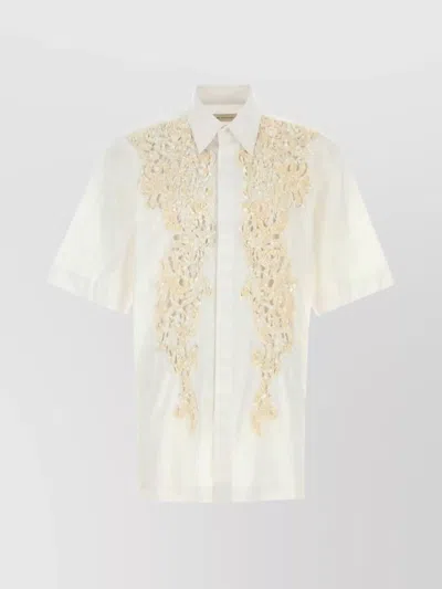 DRIES VAN NOTEN CASSIDYE SHIRT WITH EMBROIDERED SHORT SLEEVES