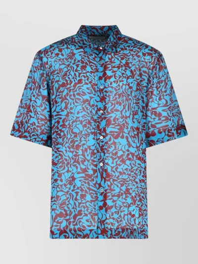 Dries Van Noten Cassidye Viscose Shirt All Over Print In Blue
