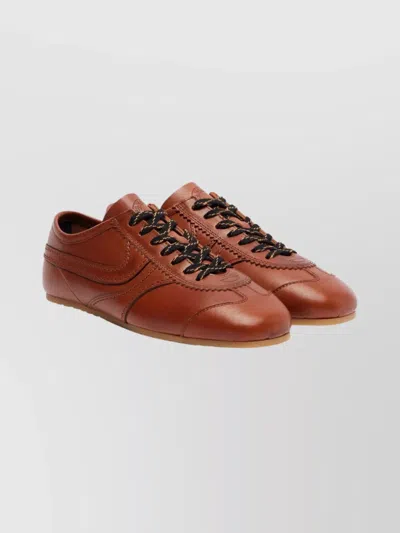 Dries Van Noten Casual Leather Sneakers Rubber Sole In Brown