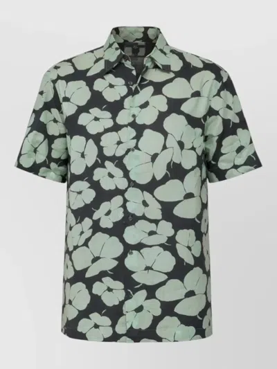Dries Van Noten Casual Shirt Floral Pattern Short Sleeves In Gray