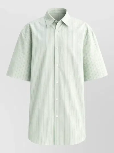 Dries Van Noten Casual Shirt Short Sleeves Striped Pattern In Green