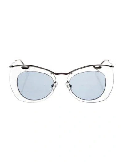 Pre-owned Dries Van Noten Cat-eye Mirrored Sunglasses In Transparent