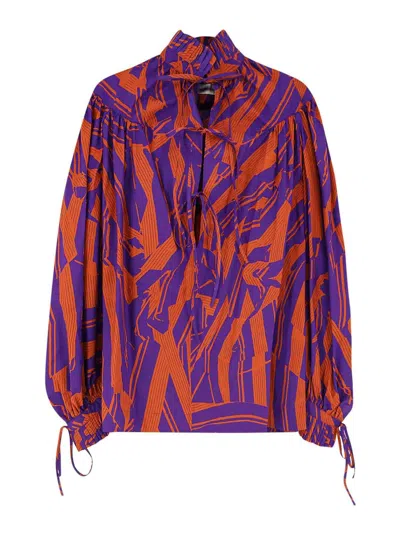 Dries Van Noten Catya Cotton Shirt In Cotton In Purple