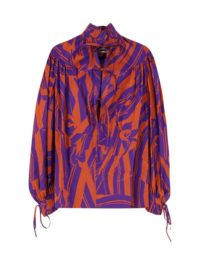 Dries Van Noten Catya Cotton Shirt With Crushed Stripe Print In Multi