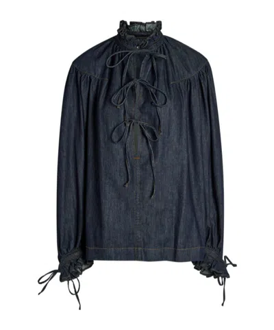 Dries Van Noten Catya Denim Blouse In Black