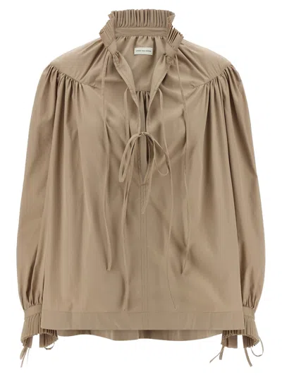 Dries Van Noten Catya Shirt And Blouse Beige In Brown