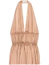 Dries Van Noten Halterneck Peplum Ruched Tie Sleeveless Top
