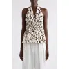 Dries Van Noten Ceana Print Ruched Silk Halter Top