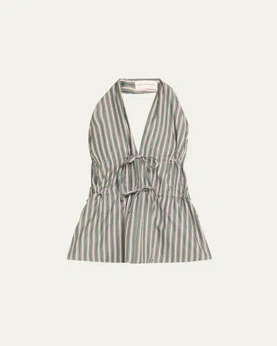 Dries Van Noten Ceana Striped Tie Halter Top In Fuchsia