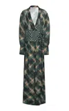 Dries Van Noten Cebeau Belted Georgette Top In Green