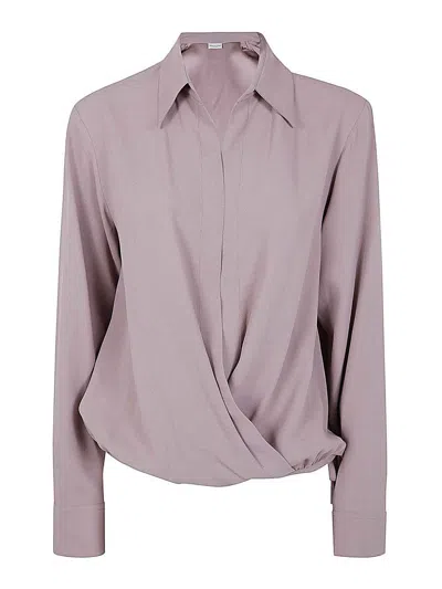 Dries Van Noten Pink Viscose Blend Drawstring Shirt In Neutral