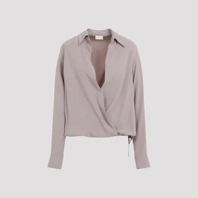 Dries Van Noten Pink Viscose Blend Drawstring Shirt In Neutral