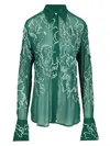 Dries Van Noten Embellished Semi-sheer Shirt In Green