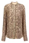 Dries Van Noten Beige Shirt With Beaded Decorations And All-over Print In Fabric Woman In Brown