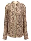 Dries Van Noten Beige Shirt With Beaded Decorations And All-over Print In Fabric Woman In Neutral