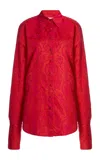 Dries Van Noten Celina Flocked Button-down Shirt In Fuchsia