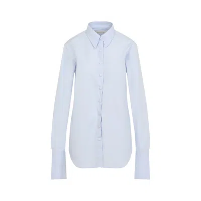Dries Van Noten Classic Blue Cotton Shirt With Oversized Cuffs