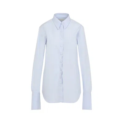 Dries Van Noten Classic Blue Cotton Shirt With Oversized Cuffs