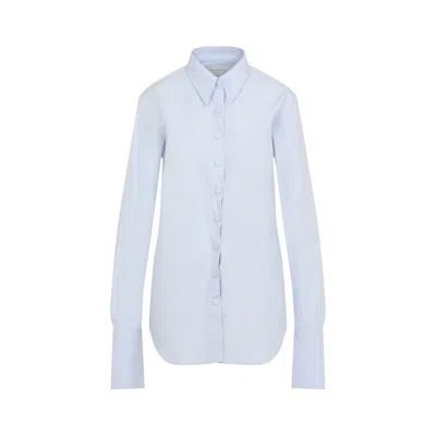 Dries Van Noten Classic Blue Cotton Shirt With Oversized Cuffs