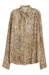 Dries Van Noten Celine Python-print Sequin-embellished Shirt In Beige