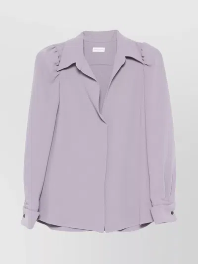 Dries Van Noten Celindra Long Sleeve Collared Shirt In Purple