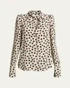 Dries Van Noten Celindra Polka-dot Button-front Shirt In Ecru