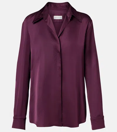 Dries Van Noten Celindra Satin Shirt In Burgundy