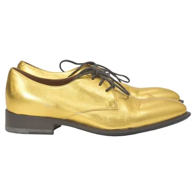 Dries Van Noten Celine Lace-up Oxford Shoes In Metallic Gold Leather
