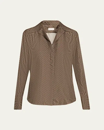Dries Van Noten Celinta Satin Button-front Shirt In Brown