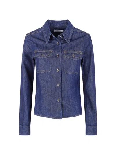 DRIES VAN NOTEN "CELLIE" DENIM SHIRT,261.130732.3385 507 INDIGO
