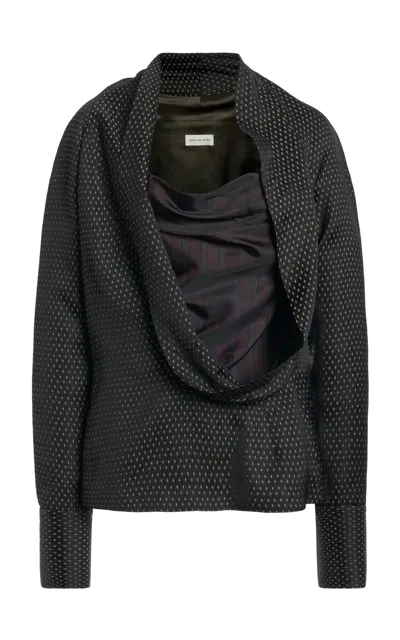 Dries Van Noten Celsey Diamond-motif Jacquard Shirt In Black
