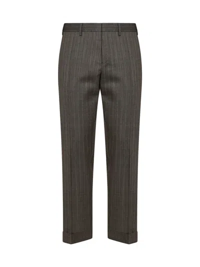 Dries Van Noten Cement Chevron Wool Philip Tailored Trousers In Gray