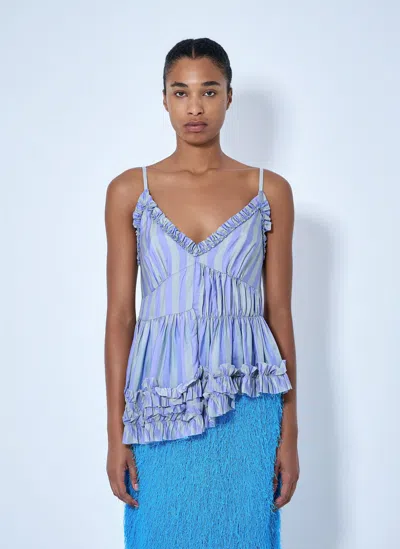 Dries Van Noten Cemil Striped Ruffled Satin Camisole In Lilac