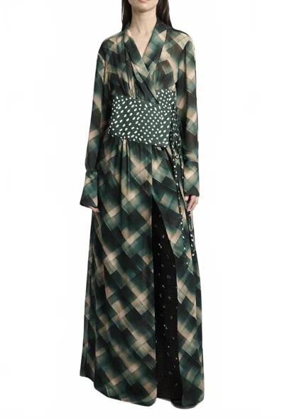 Dries Van Noten Cenbeau Wrap Maxi Shirt Dress In Bottle In Green