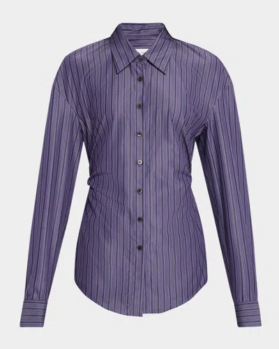 Dries Van Noten Cenny Striped Slim Button-down Shirt In Gray