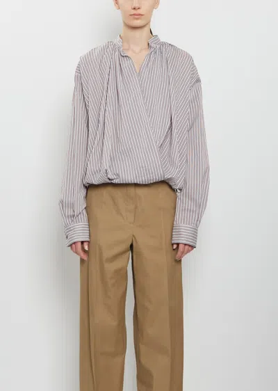 Dries Van Noten Cenver Cotton Silk Blouse In Blue