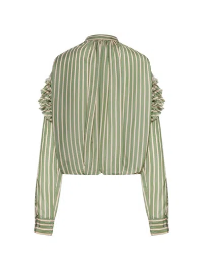 Dries Van Noten Striped Blouse With Ruffles In Multi