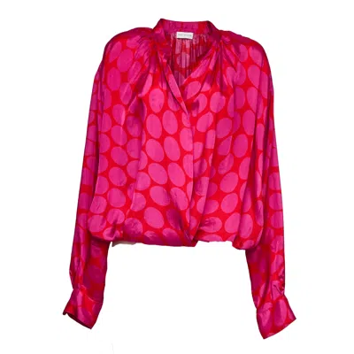 Dries Van Noten Cenver Oval Print Drawstring Hem Shirt In Pink