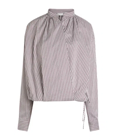 Dries Van Noten Cenver Striped Cotton-blend Wrap Blouse In Multicolor