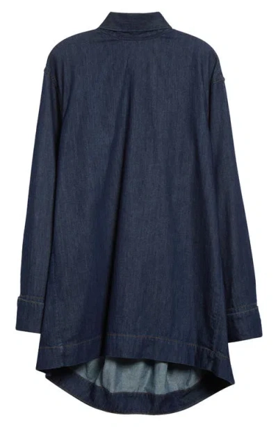 Dries Van Noten Chaddy Pussy Bow Denim Shirt In Blue