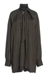 Dries Van Noten Chaddy Scarf-detailed Cupro Blouse In Brown