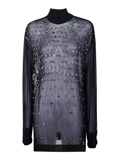 Dries Van Noten Chads Emb 2314 Ebroider Shirt In Blue