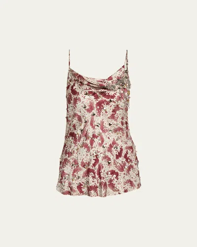 DRIES VAN NOTEN CHAI PRINTED EMBELLISHED BLOUSE