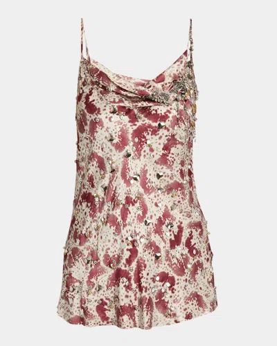 DRIES VAN NOTEN CHAI PRINTED EMBELLISHED BLOUSE